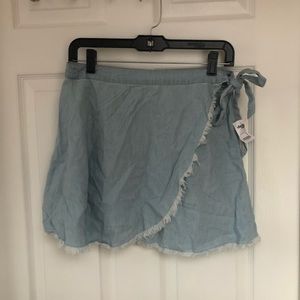 Tie around denim look alike skirt